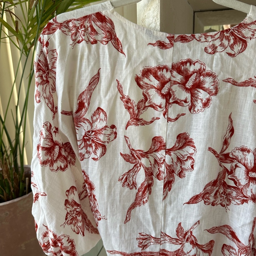 Zara linen floral wrap blouse - Picture 3 of 4